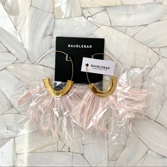 BaubleBar Jewelry - Pink and gold feather earrings by BaubleBar